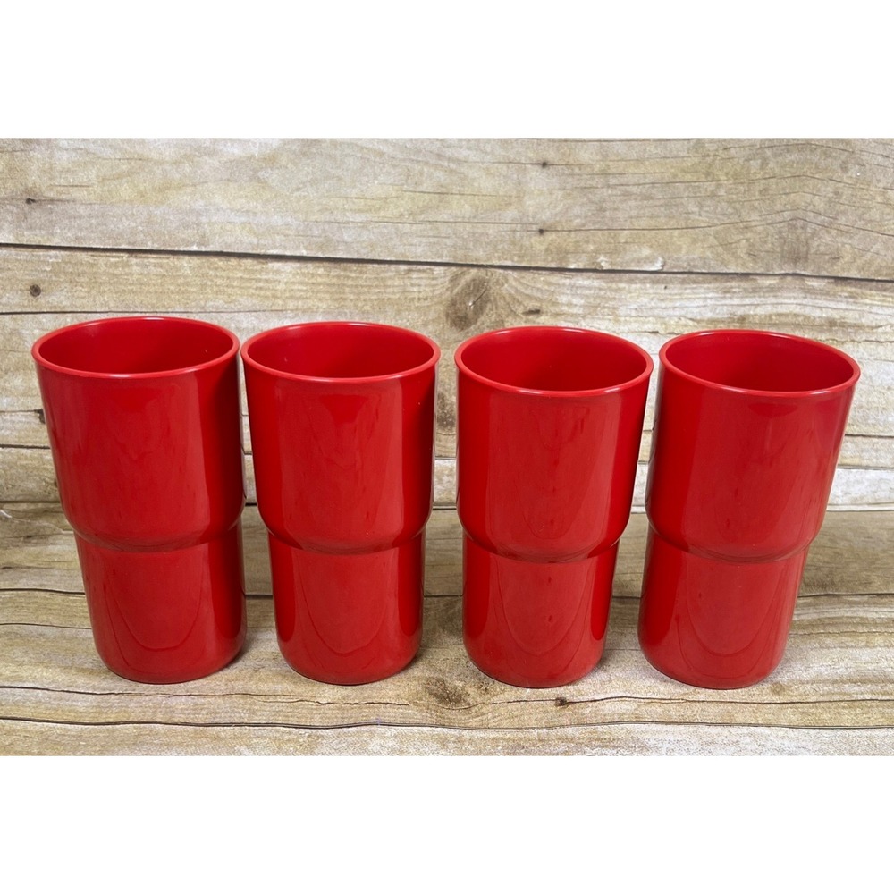 Tupperware Classic Red  12 oz Tabletop Tumblers Set  ~ Stackable New Set of 4